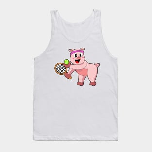 Pig at Tennis with Tennis racket Tank Top